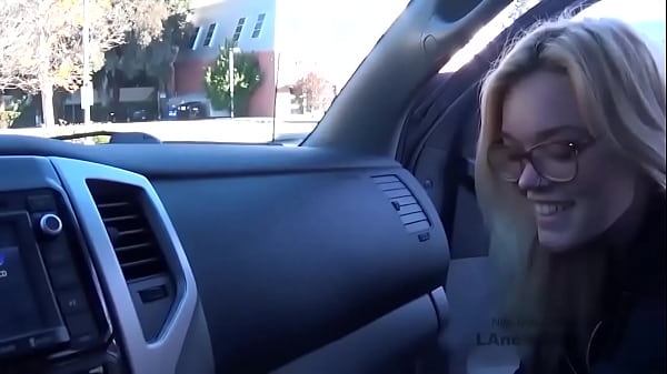 Hot Babe sucks big cock at audition wearing glasses