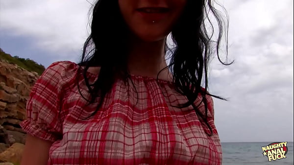 Her pretty face looks overexcited when she swallows cum after an outdoor anal action