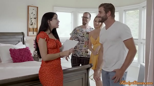 Perv babe watching neighbor couple fuck