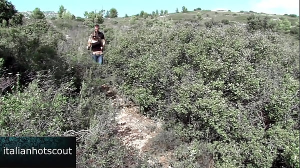 Horny blonde girl with light eyes fucked in pussy and ass outdoors