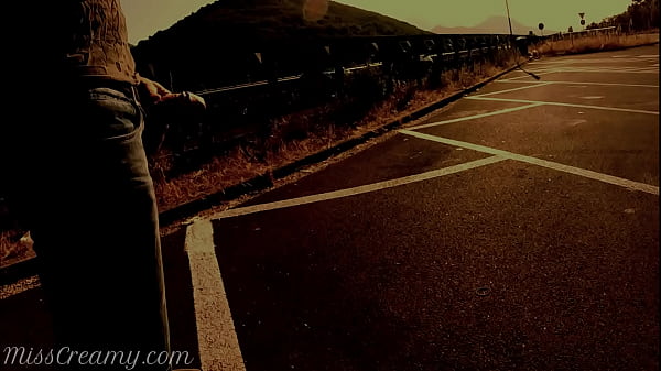 Dick flash – A girl caught me jerking off on the street and help me cum – MissCreamy