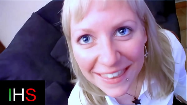 Blonde milf with light eyes ass fucked with cumshot on belly