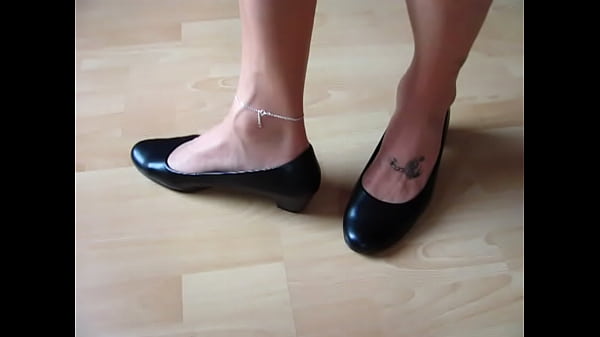 secretary pumps – shoeplay, nylons, anklet, tattoo and low heeled pumps