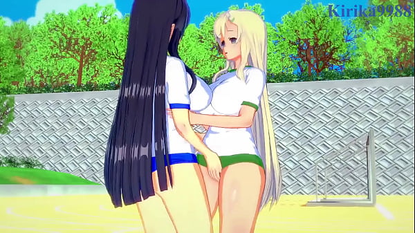 Yomi and Ikaruga and Katsuragi intense lesbian play. – Senran Kagura Hentai