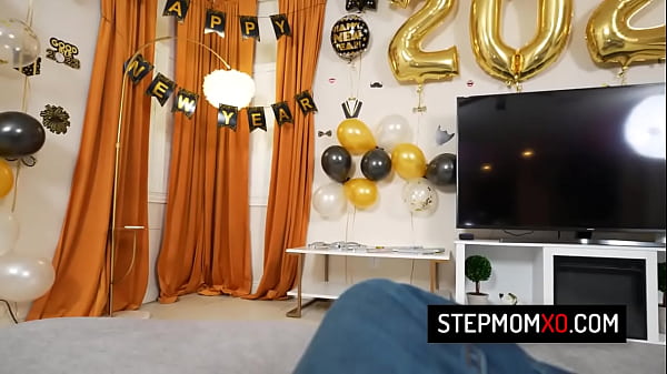 Redhead stepmom Kelly Caprice takes stepson’s cock between her tits and in her pussy for NYE