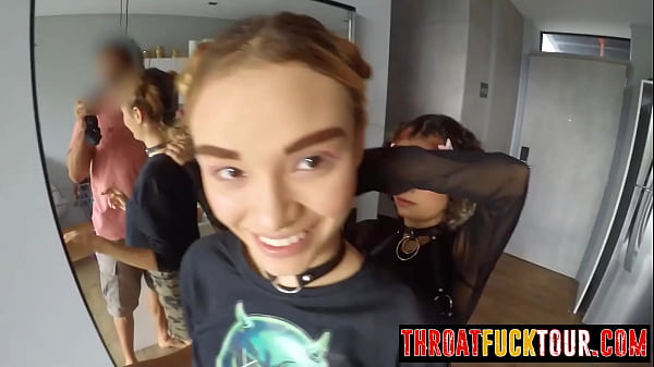 Crazy petite Latinas sucking big cock and white guy throated hot teens