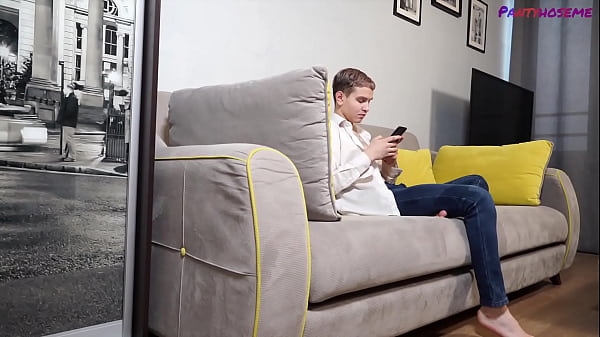 Horny Milf Lika Puts On Brown French Cut Pantyhose and Seduces Young Man Into Fucking Her