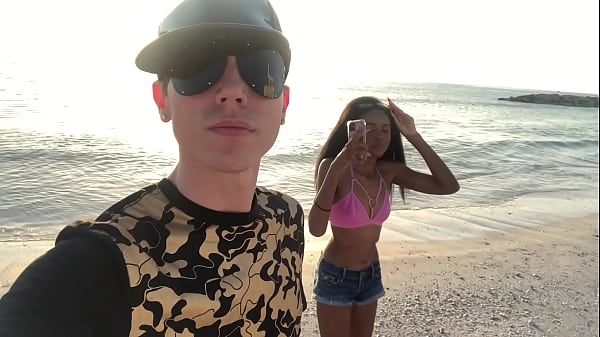 Aiden and astronaut lady at the beach