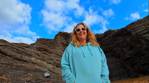 Busty Blonde Amateur Milf Gives Blowjob On Beach And Gets Cum In Mouth