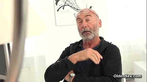 Blonde teen jerks and sucks cock to old grandpa