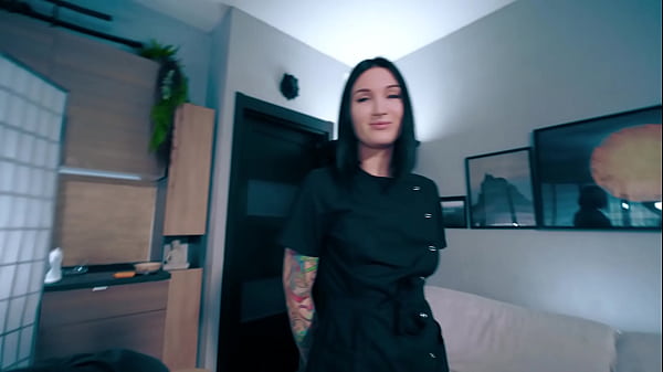 Sexy nurse in latex gloves helped her patient collect a semen analysis