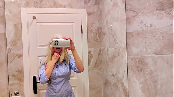 An excited nurse masturbates in the toilet and then sucks a dick in the patient. Massage prostate
