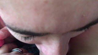 Amazing lollipop style!!! Sloppy blowjob make him cum weird