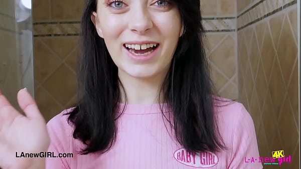 Naturally beautiful brunette took a shower