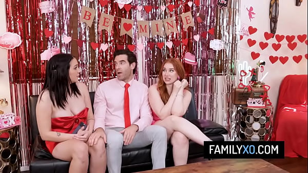 Pervy stepdad fucks his stepdaughters for Valentine’s day – Riley Jean, Madison Morgan