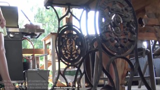 No Panties Mini Skirt Short Skirts Barbeque Party with Hot Tight Shaved Pussy Girls Outdoors