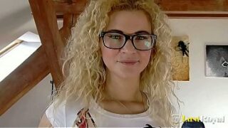 Curly Blonde Angel Diamonds Enjoys a Solo Toy Session